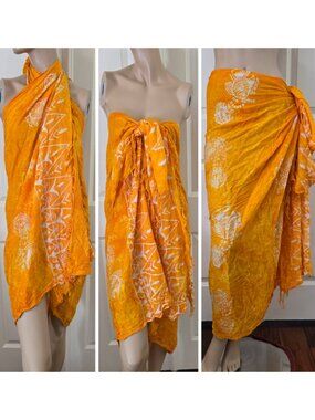 Tropical Tie Dye Fringed Pareo Wrap Scarf